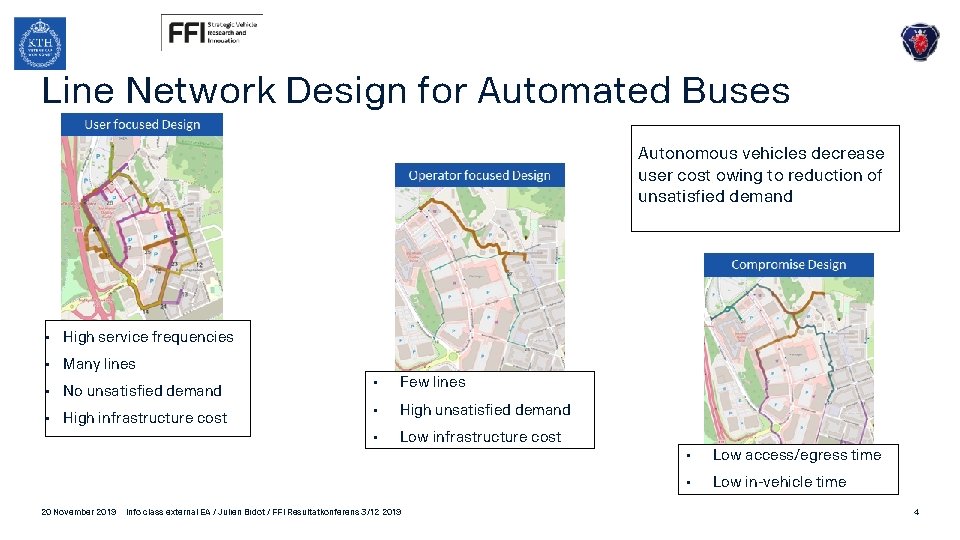 Line Network Design for Automated Buses Autonomous vehicles decrease user cost owing to reduction