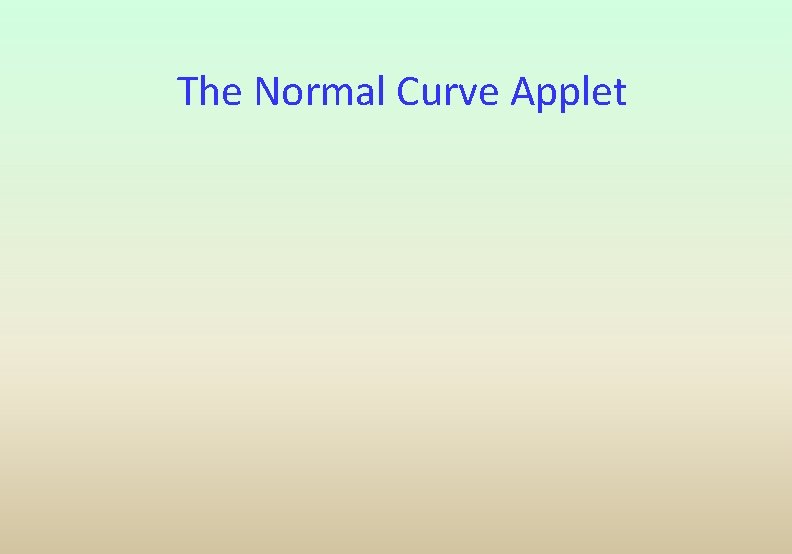 The Normal Curve Applet 