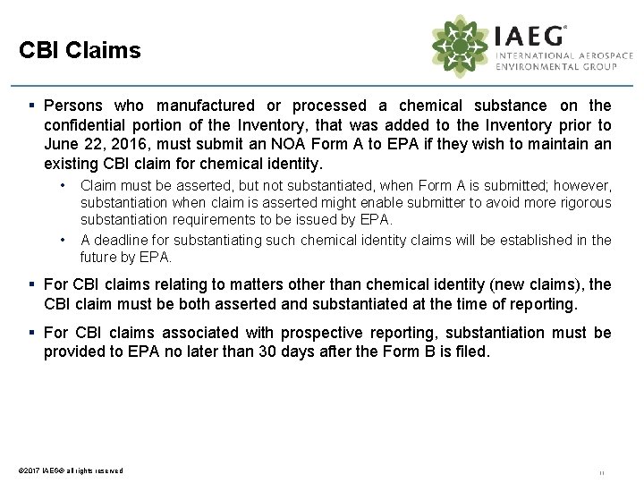 CBI Claims § Persons who manufactured or processed a chemical substance on the confidential