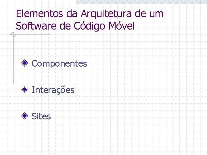 Elementos da Arquitetura de um Software de Código Móvel Componentes Interações Sites 