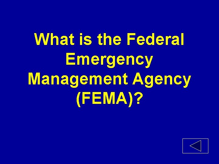 What is the Federal Emergency Management Agency (FEMA)? 