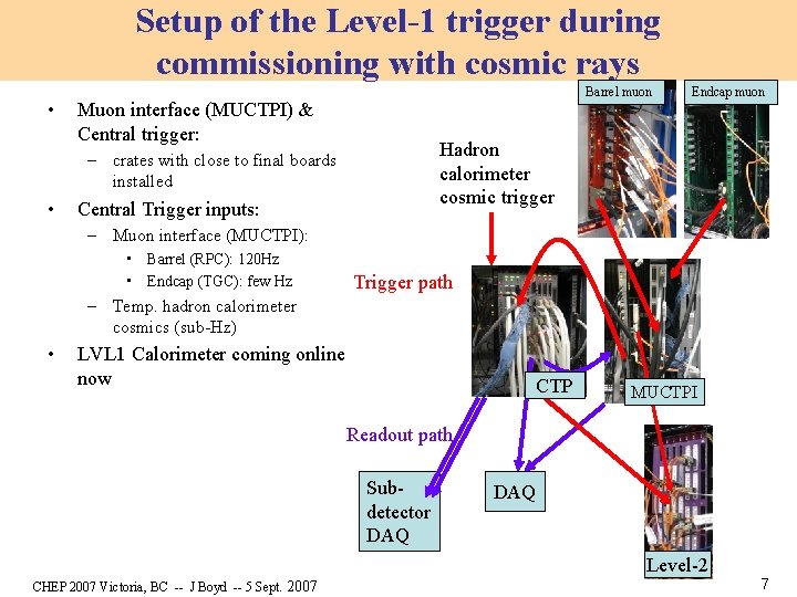Setup of the Level-1 trigger during commissioning with cosmic rays • Barrel muon Muon