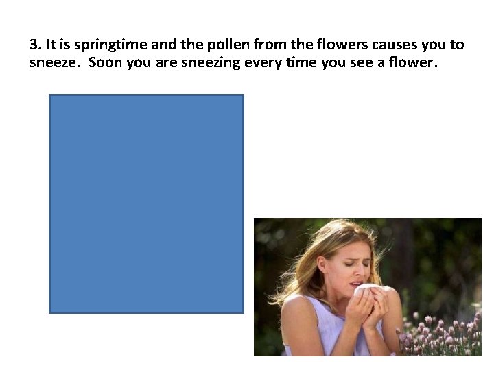 3. It is springtime and the pollen from the flowers causes you to sneeze.