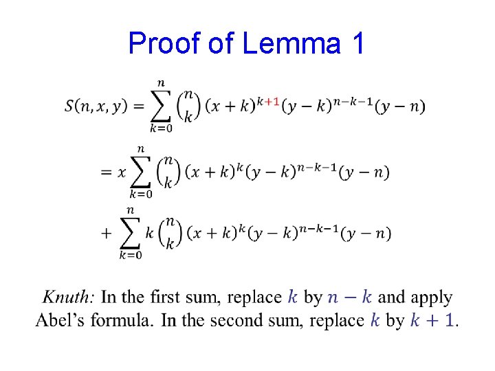Proof of Lemma 1 