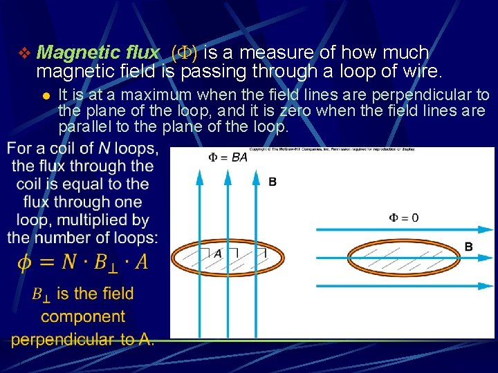v Magnetic flux ( ) is a measure of how much magnetic field is