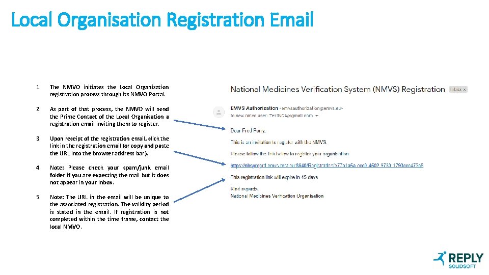 Local Organisation Registration Email 1. The NMVO initiates the Local Organisation registration process through
