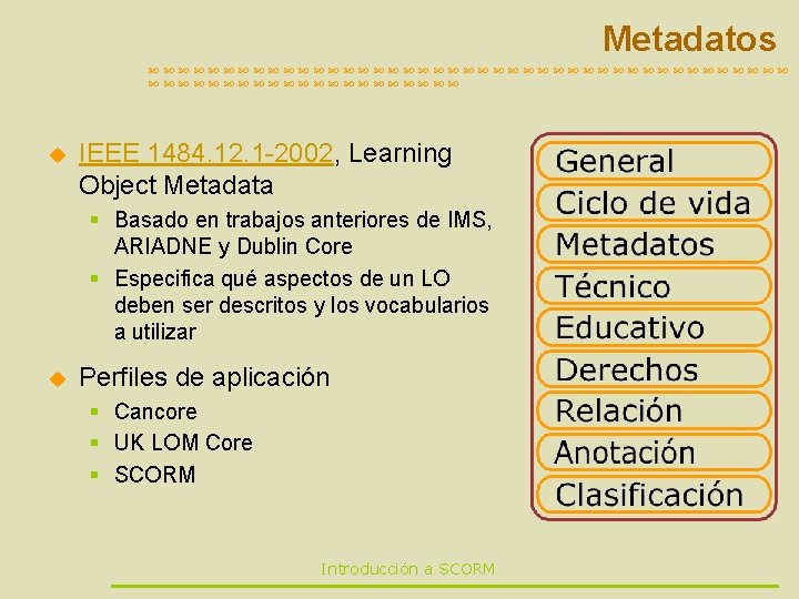 Metadatos u IEEE 1484. 12. 1 -2002, Learning Object Metadata § Basado en trabajos