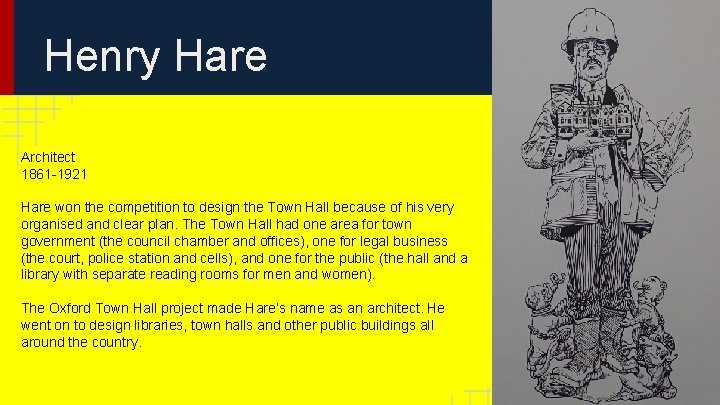 Henry Hare Architect 1861 -1921 Hare won the competition to design the Town Hall