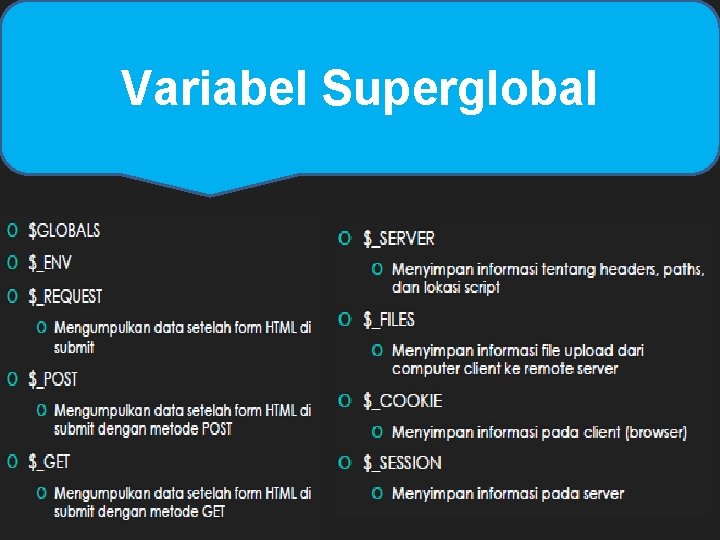 Variabel Superglobal Variabel Superglobal