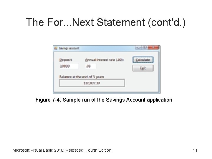 The For. . . Next Statement (cont'd. ) Figure 7 -4: Sample run of