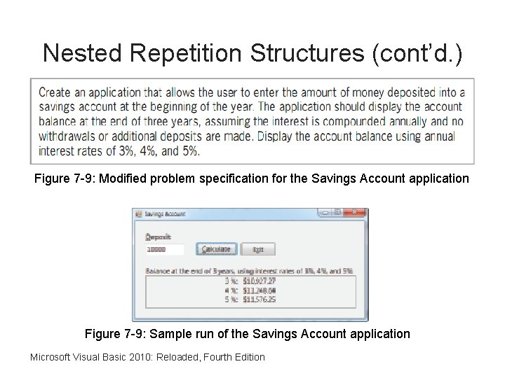 Nested Repetition Structures (cont’d. ) Figure 7 -9: Modified problem specification for the Savings