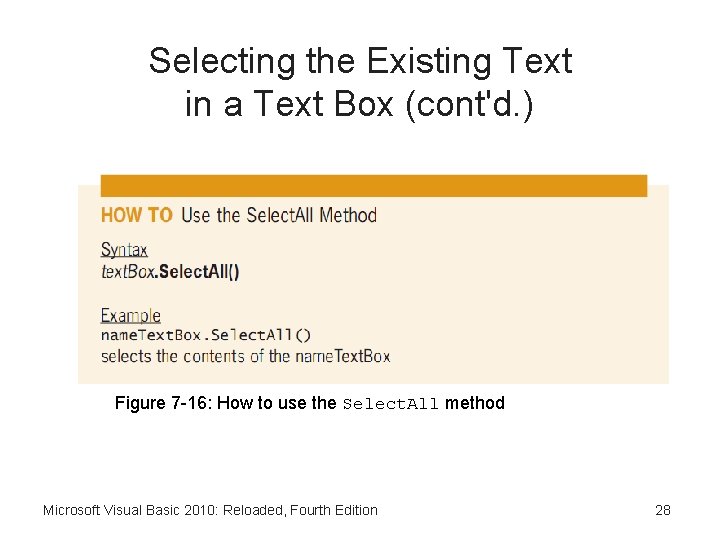 Selecting the Existing Text in a Text Box (cont'd. ) Figure 7 -16: How