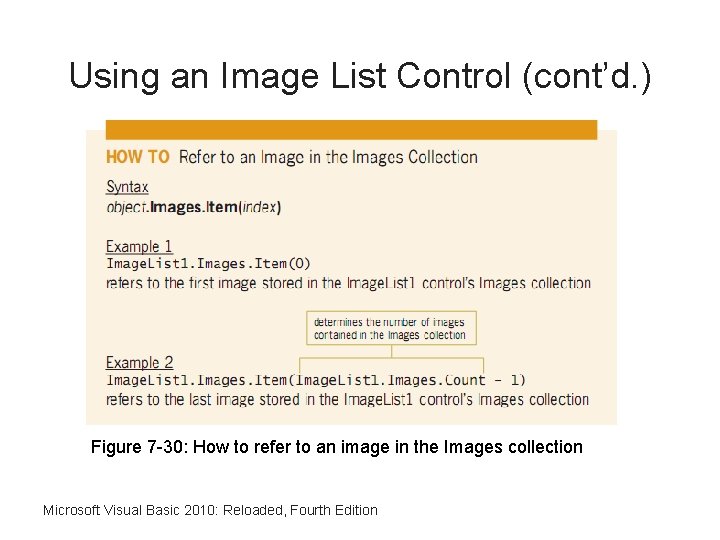 Using an Image List Control (cont’d. ) Figure 7 -30: How to refer to