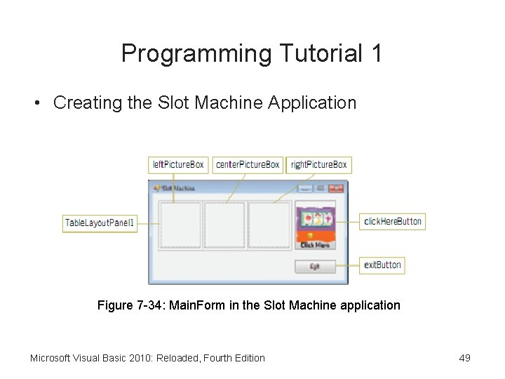 Programming Tutorial 1 • Creating the Slot Machine Application Figure 7 -34: Main. Form