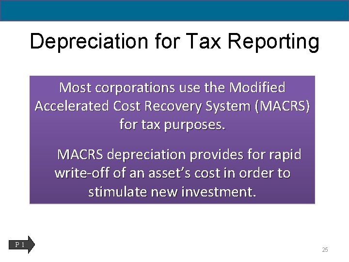 Depreciation for Tax Reporting Most corporations use the Modified Accelerated Cost Recovery System (MACRS)