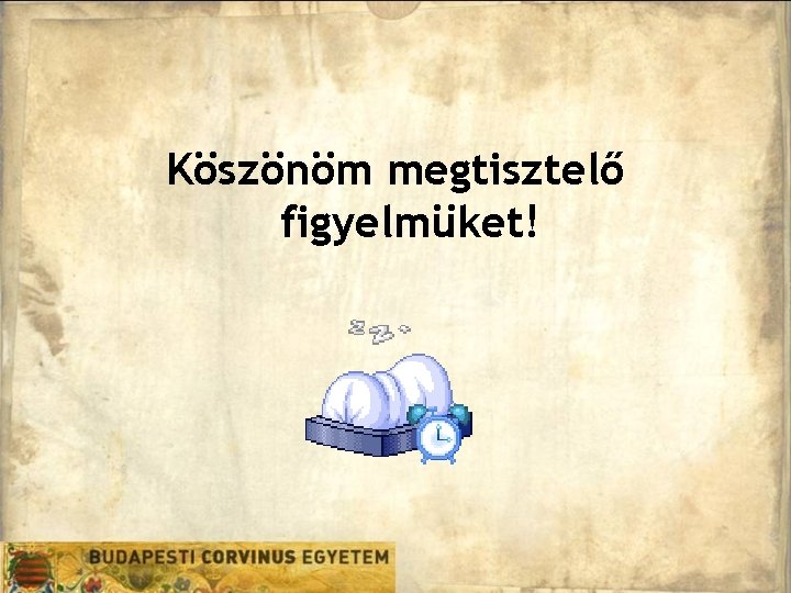 Köszönöm megtisztelő figyelmüket! Köszönöm megtisztelő figyelmüket!