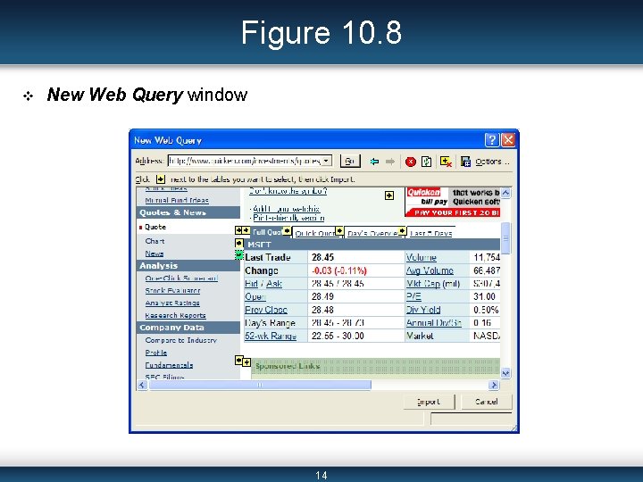 Figure 10. 8 v New Web Query window 14 