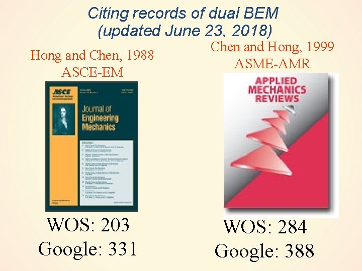 Citing records of dual BEM (updated June 23, 2018) Hong and Chen, 1988 ASCE-EM