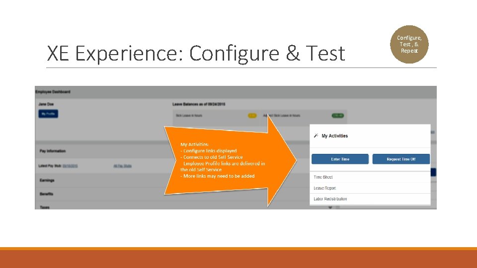 XE Experience: Configure & Test Configure, Test , & Repeat 