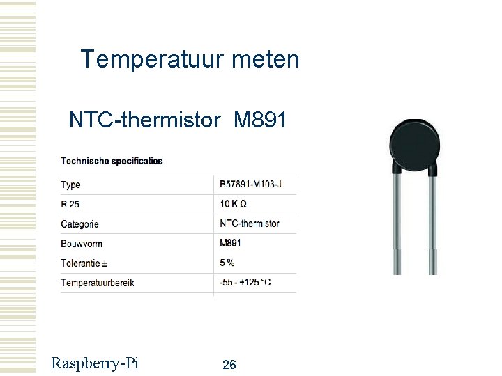 Temperatuur meten NTC-thermistor M 891 Raspberry-Pi 26 