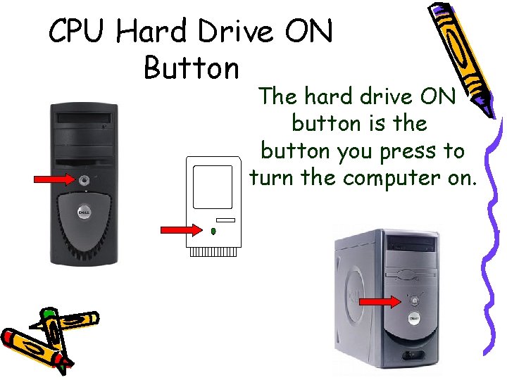 CPU Hard Drive ON Button The hard drive ON button is the button you