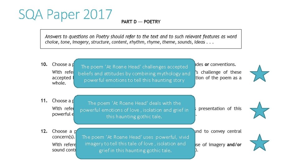 SQA Paper 2017 The poem ‘At Roane Head’ challenges accepted beliefs and attitudes by