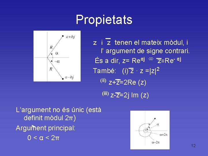 Propietats z i z tenen el mateix mòdul, i l’ argument de signe contrari.