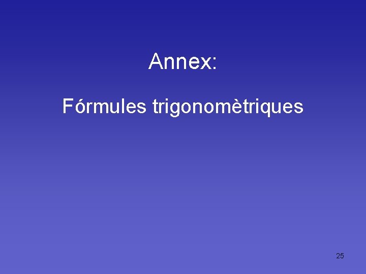 Annex: Fórmules trigonomètriques 25 