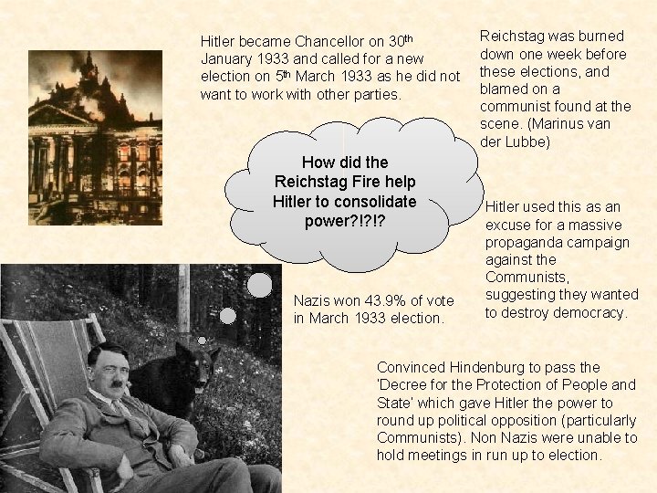 Hitler became Chancellor on 30 th January 1933 and called for a new election