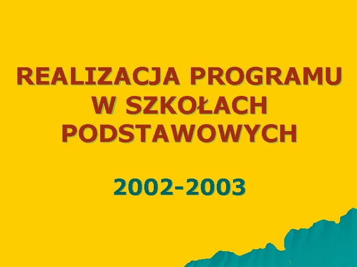 REALIZACJA PROGRAMU W SZKOŁACH PODSTAWOWYCH 2002 -2003 