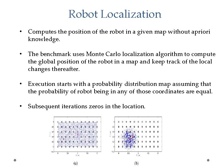 Robot Localization • Computes the position of the robot in a given map without
