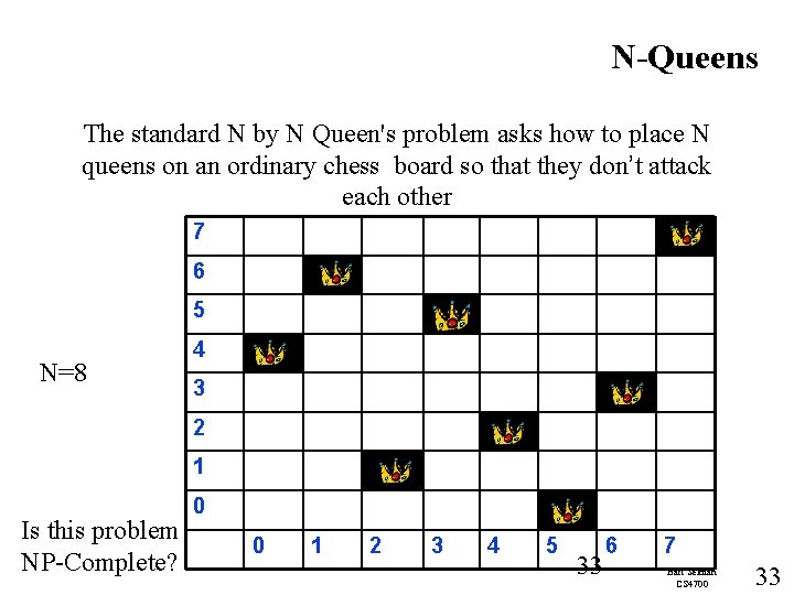 N-Queens The standard N by N Queen's problem asks how to place N queens