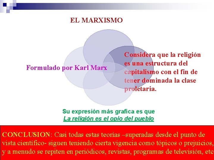 EL MARXISMO Formulado por Karl Marx Considera que la religión es una estructura del