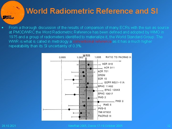 World Radiometric Reference and SI § From a thorough discussion of the results of