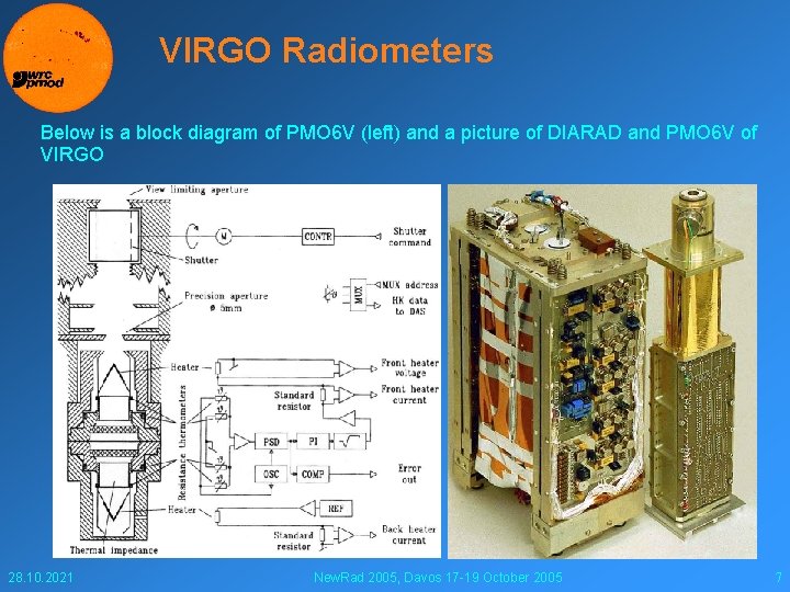 VIRGO Radiometers Below is a block diagram of PMO 6 V (left) and a