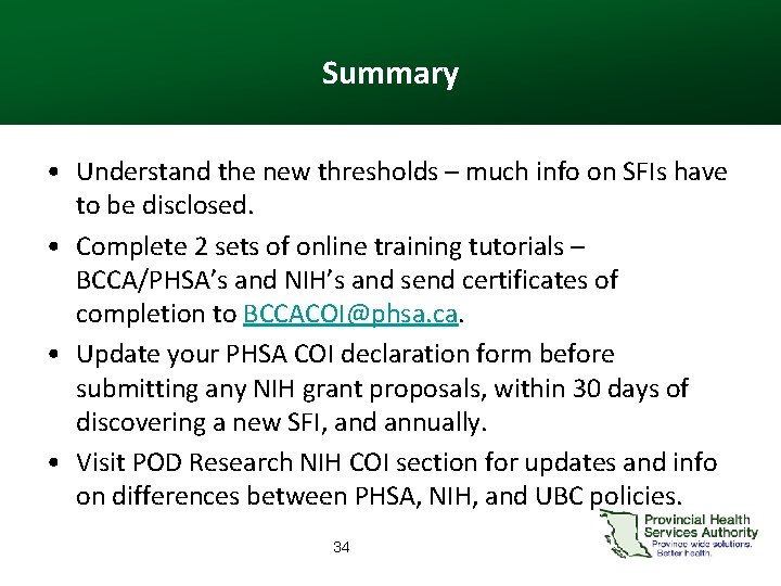 Summary • Understand the new thresholds – much info on SFIs have to be