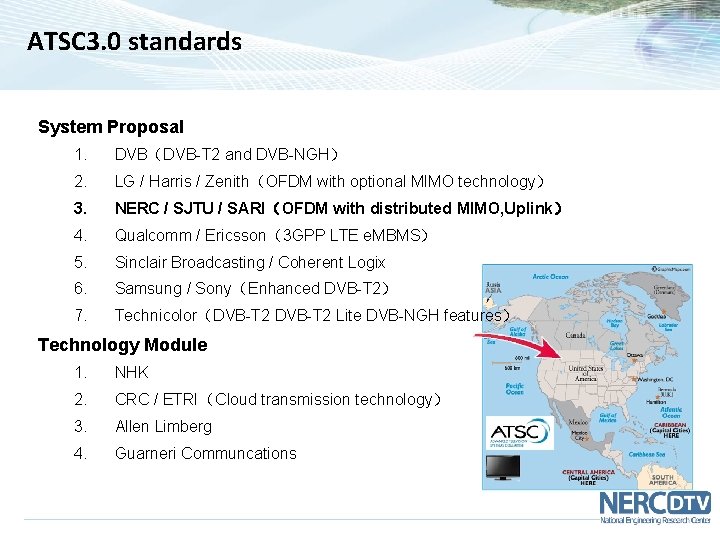 ATSC 3. 0 standards System Proposal 1. DVB（DVB-T 2 and DVB-NGH） 2. LG /