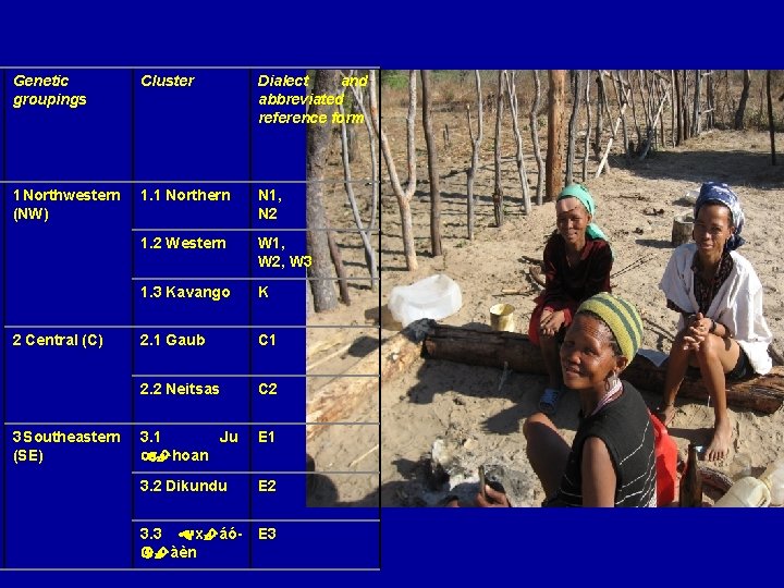 Genetic groupings Cluster Dialect and abbreviated reference form 1 Northwestern (NW) 1. 1 Northern