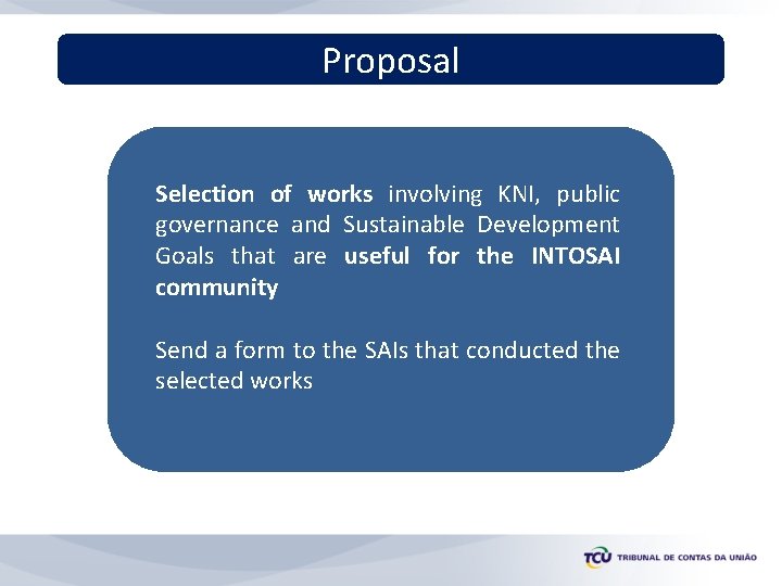 Proposal Selection of works involving KNI, public governance and Sustainable Development Goals that are
