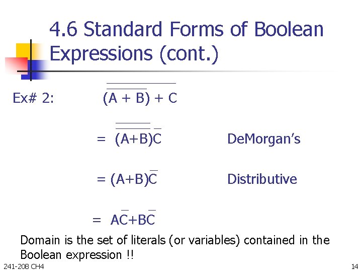 4. 6 Standard Forms of Boolean Expressions (cont. ) Ex# 2: (A + B)