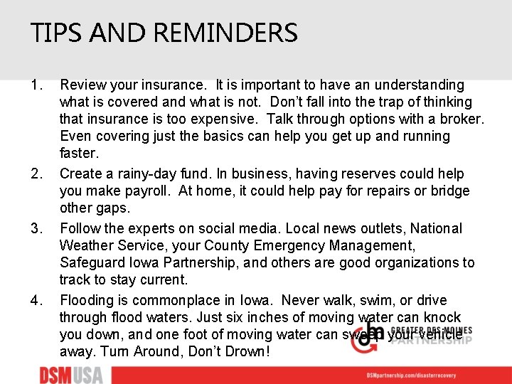 TIPS AND REMINDERS 1. 2. 3. 4. Review your insurance. It is important to