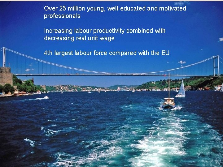 Over 25 million young, well-educated and motivated professionals Increasing labour productivity combined with decreasing