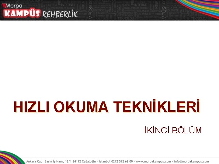 HIZLI OKUMA TEKNİKLERİ İKİNCİ BÖLÜM 