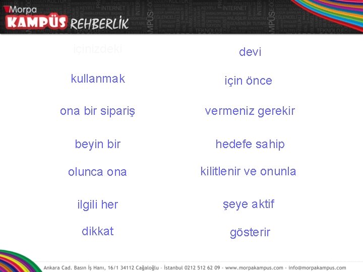 içinizdeki devi kullanmak için önce ona bir sipariş vermeniz gerekir beyin bir hedefe sahip