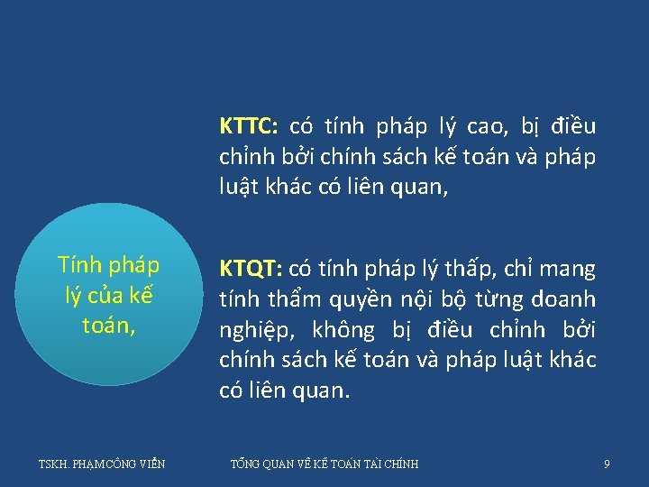 KTTC: có tính pháp lý cao, bị điều chỉnh bởi chính sách kế toán