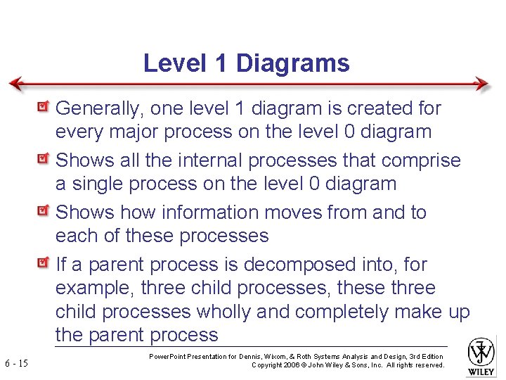 Level 1 Diagrams Generally, one level 1 diagram is created for every major process