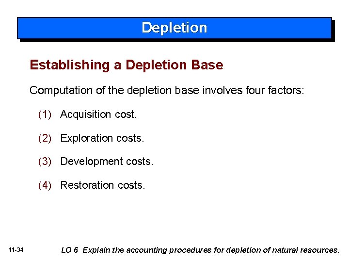 Depletion Establishing a Depletion Base Computation of the depletion base involves four factors: (1)