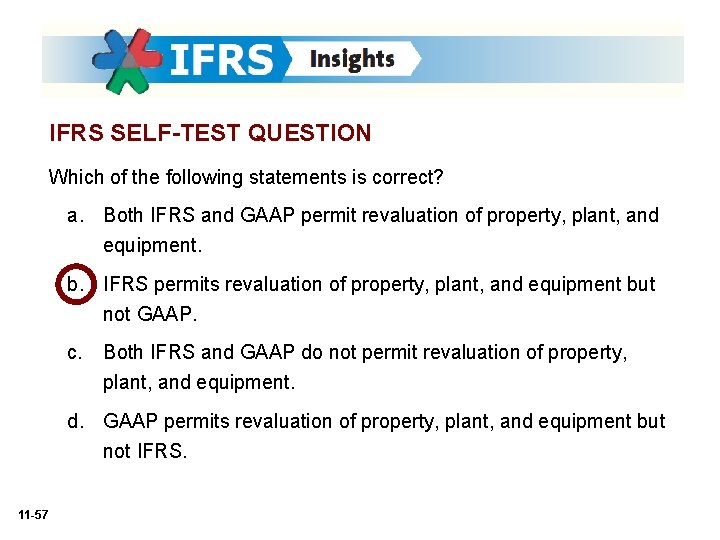 IFRS SELF-TEST QUESTION Which of the following statements is correct? a. Both IFRS and