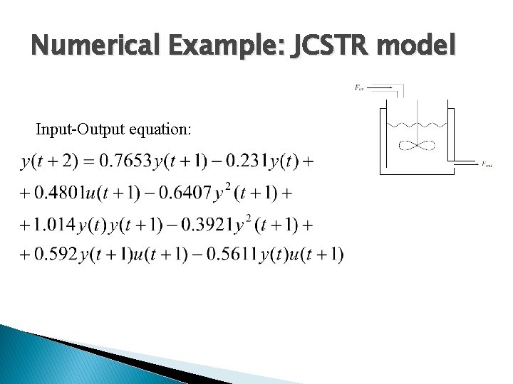Numerical Example: JCSTR model Input-Output equation: 