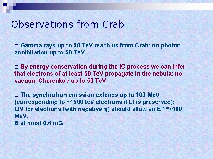 Observations from Crab Gamma rays up to 50 Te. V reach us from Crab: